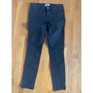 PAIGE Jeans Womens Size 28 Black Cut Off Hem Rayon Stretch Low Rise Gothic Denim